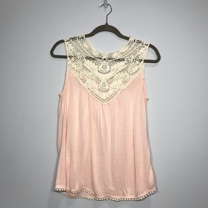 Monteau | Boho Lace Crochet High Neck Tank Top